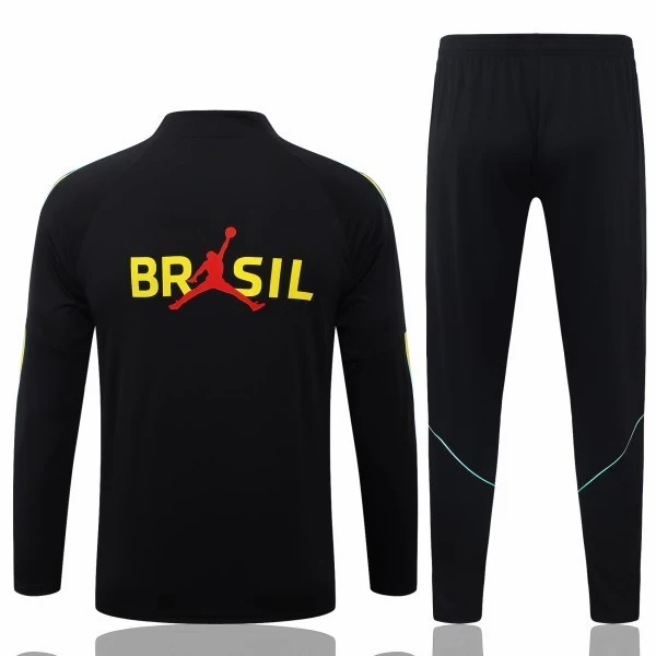 Conjunto Completo Sudadera Entrenamiento Brasil 2026 Negro Amarillo Brasil Conjunto 2026 Negro - Brasil Barata | tiendasdefutboles