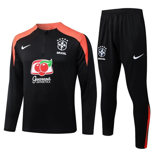 Conjunto Completo Sudadera Entrenamiento Brasil 2026 Negro Naranja Brasil Conjunto 2026 Negro - Brasil Barata | tiendasdefutboles