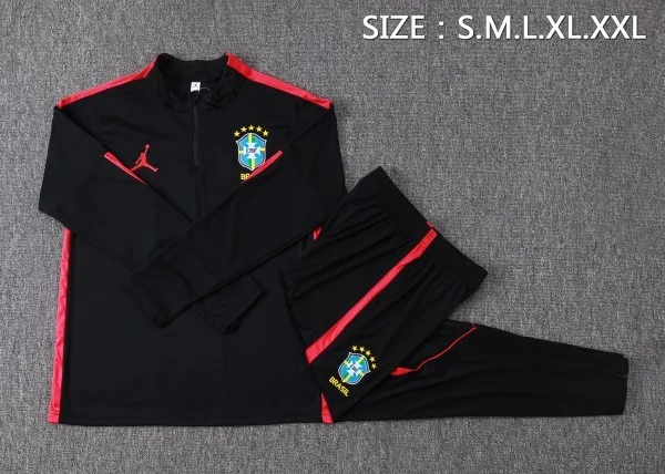 Conjunto Completo Sudadera Entrenamiento Brasil 2026 Negro Rosa Brasil Conjunto 2026 Negro - Brasil Barata | tiendasdefutboles