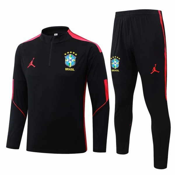 Conjunto Completo Sudadera Entrenamiento Brasil 2026 Negro Rosa Brasil Conjunto 2026 Negro - Brasil Barata | tiendasdefutboles