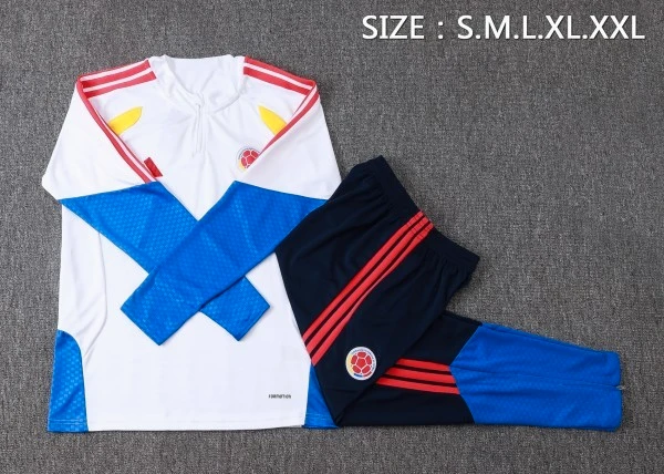 Conjunto Completo Sudadera Entrenamiento Colombia 2026 Blanco Amarillo Azul Colombia Conjunto 2026 Blanco - Colombia Barata | tiendasdefutboles