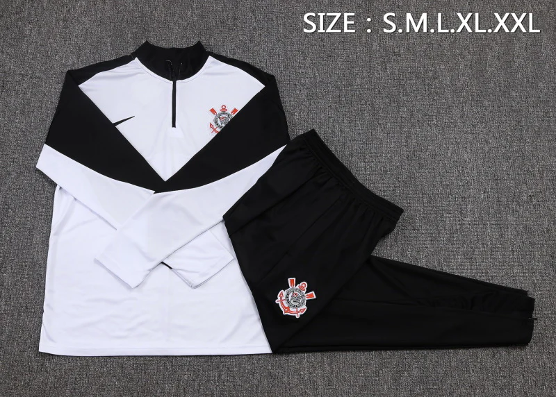 Conjunto Completo Sudadera Entrenamiento Corinthians Paulista 2025 2026 Blanco Negro Corinthians Paulista Conjunto 2025 2026 Blanco - Corinthians Paulista 2026 | tiendasdefutboles