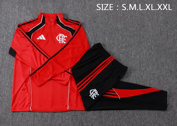 Conjunto Completo Sudadera Entrenamiento Flamengo 2025 2026 Rojo Negro Flamengo Conjunto 2025 2026 Rojo - Maglia Flamengo | tiendasdefutboles