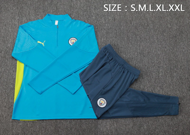Conjunto Completo Sudadera Entrenamiento Manchester City 2024 2025 Azul Gris Manchester City Conjunto 2024 2025 Azul - Maglia Manchester City | tiendasdefutboles
