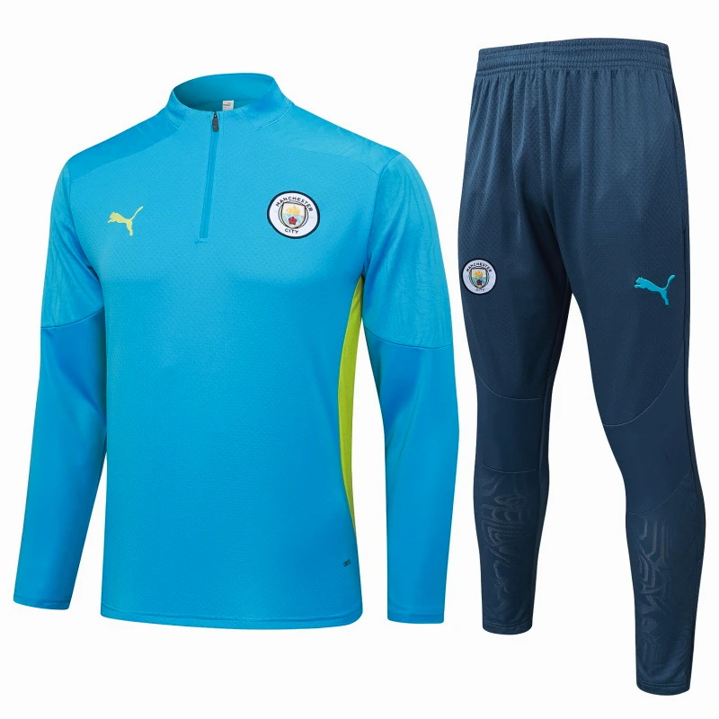 Conjunto Completo Sudadera Entrenamiento Manchester City 2024 2025 Azul Gris Manchester City Conjunto 2024 2025 Azul - Maglia Manchester City | tiendasdefutboles