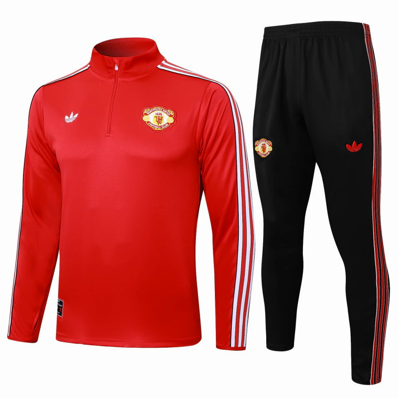 Conjunto Completo Sudadera Entrenamiento Manchester United 2025 2026 Rojo Negro Manchester United Conjunto 2025 2026 Rojo - Maglia Manchester United | tiendasdefutboles