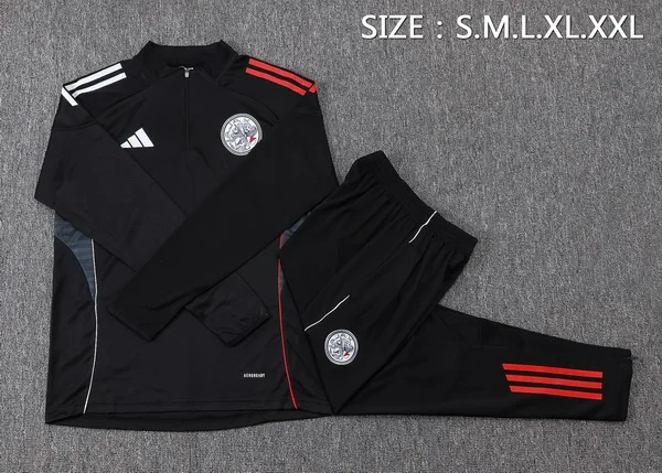 Conjunto Completo Sudadera Entrenamiento Niños Ajax 2025 2026 Negro Rojo Ajax Niños Conjunto 2025 2026 Negro - Ajax Niños Barata | tiendasdefutboles