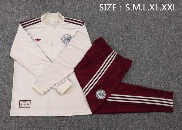 Conjunto Completo Sudadera Entrenamiento Niños Ajax 2025 2026 Blanco Negro Rojo Ajax Niños Conjunto 2025 2026 Blanco - Ajax Niños Barata | tiendasdefutboles