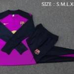 Conjunto Completo Sudadera Entrenamiento Niños Barcelona 2025 2026 Purpura Azul Marino