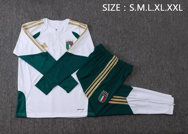 Conjunto Completo Sudadera Entrenamiento Niños Italia 2026 Blanco Verde Italia Niños Conjunto 2026 Blanco - Equipación Italia Niños | tiendasdefutboles