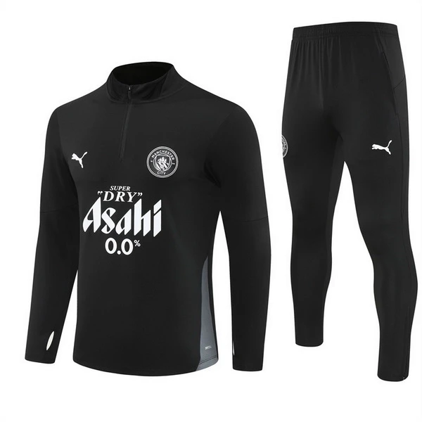 Conjunto Completo Sudadera Entrenamiento Niños Manchester City 2025 2026 Negro Blanco Manchester City Niños Conjunto 2025 2026 Negro - Equipacion Manchester City Niños | tiendasdefutboles