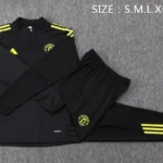 Conjunto Completo Sudadera Entrenamiento Niños Manchester United 2025 2026 Negro Amarillo