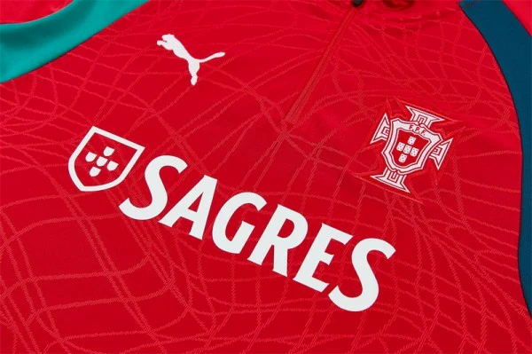 Conjunto Completo Sudadera Entrenamiento Niños Portugal 2026 Rojo Verde Portugal Niños Conjunto 2026 Rojo - Equipacion Portugal Niños | tiendasdefutboles