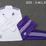 Conjunto Completo Sudadera Entrenamiento Niños Real Madrid 2025 2026 Blanco Purpura