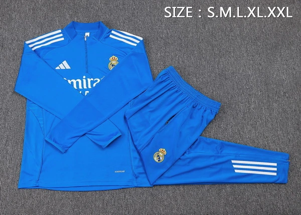 Conjunto Completo Sudadera Entrenamiento Niños Real Madrid 2025 2026 Azul Blanco Real Madrid Niños Conjunto 2025 2026 Azul - Tuta Real Madrid Niños | tiendasdefutboles