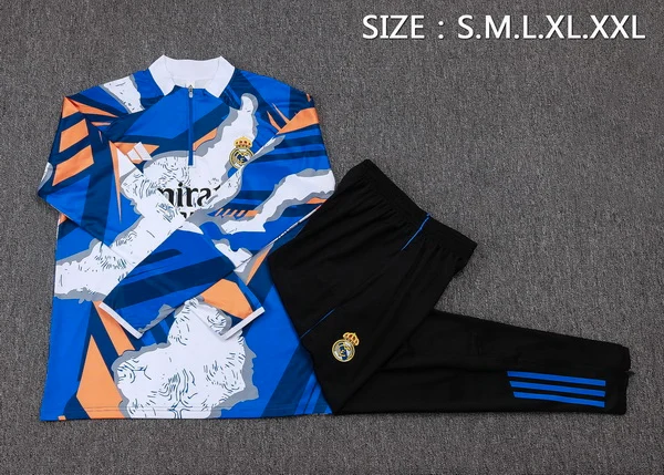 Conjunto Completo Sudadera Entrenamiento Niños Real Madrid 2025 2026 Azul Blanco Negro Real Madrid Niños Conjunto 2025 2026 Azul - Tuta Real Madrid Niños | tiendasdefutboles