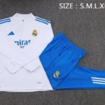 Conjunto Completo Sudadera Entrenamiento Niños Real Madrid 2025 2026 Blanco Azul