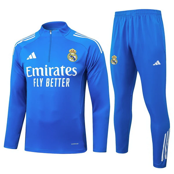 Conjunto Completo Sudadera Entrenamiento Niños Real Madrid 2025 2026 Azul Blanco Real Madrid Niños Conjunto 2025 2026 Azul - Tuta Real Madrid Niños | tiendasdefutboles