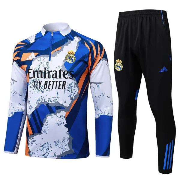 Conjunto Completo Sudadera Entrenamiento Real Madrid 2025 2026 Azul Blanco Negro Real Madrid Conjunto 2025 2026 Azul - Maglia Real Madrid | tiendasdefutboles
