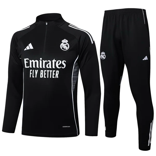 Conjunto Completo Sudadera Entrenamiento Real Madrid 2025 2026 Negro I Blanco Real Madrid Conjunto 2025 2026 Negro - Maglia Real Madrid | tiendasdefutboles