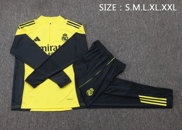 Conjunto Completo Sudadera Entrenamiento Real Madrid 2025 2026 Amarillo Negro Real Madrid Conjunto 2025 2026 Amarillo - Maglia Real Madrid | tiendasdefutboles