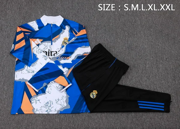 Conjunto Completo Sudadera Entrenamiento Real Madrid 2025 2026 Azul Blanco Negro Real Madrid Conjunto 2025 2026 Azul - Maglia Real Madrid | tiendasdefutboles