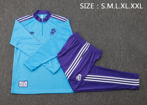 Conjunto Completo Sudadera Entrenamiento Real Madrid 2025 2026 Azul Purpura Real Madrid Conjunto 2025 2026 Azul - Maglia Real Madrid | tiendasdefutboles