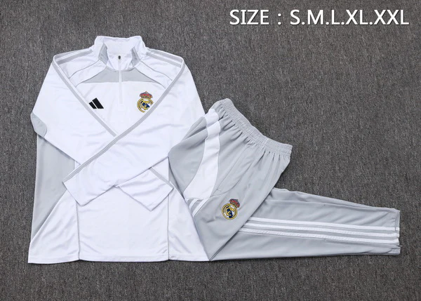 Conjunto Completo Sudadera Entrenamiento Real Madrid 2025 2026 Blanco I Negro Real Madrid Conjunto 2025 2026 Blanco - Maglia Real Madrid | tiendasdefutboles