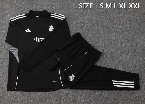 Conjunto Completo Sudadera Entrenamiento Real Madrid 2025 2026 Negro I Blanco Real Madrid Conjunto 2025 2026 Negro - Maglia Real Madrid | tiendasdefutboles