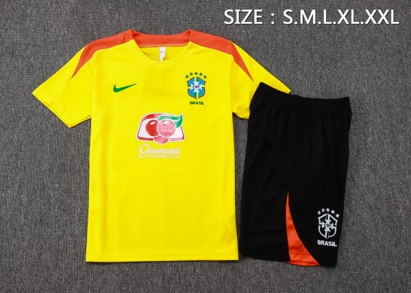 Entrenamiento Conjunto Completo Brasil 2026 Amarillo Naranja Negro Brasil Conjunto 2026 Amarillo - Brasil Barata | tiendasdefutboles