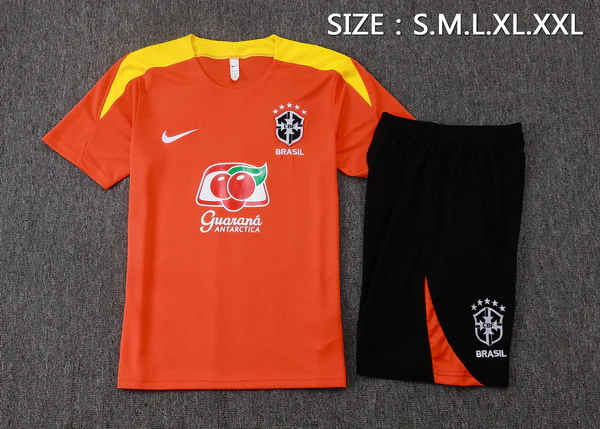 Entrenamiento Conjunto Completo Brasil 2026 Naranja Negro Brasil Conjunto 2026 Naranja - Brasil Barata | tiendasdefutboles