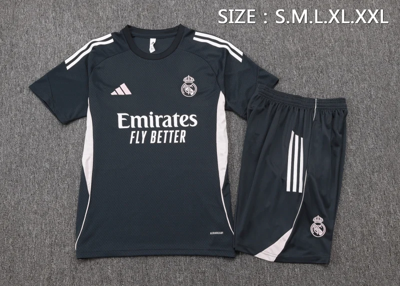 Entrenamiento Conjunto Completo Real Madrid 2025 2026 Gris Marino Rosa Real Madrid Conjunto 2025 2026 Gris - Maglia Real Madrid | tiendasdefutboles