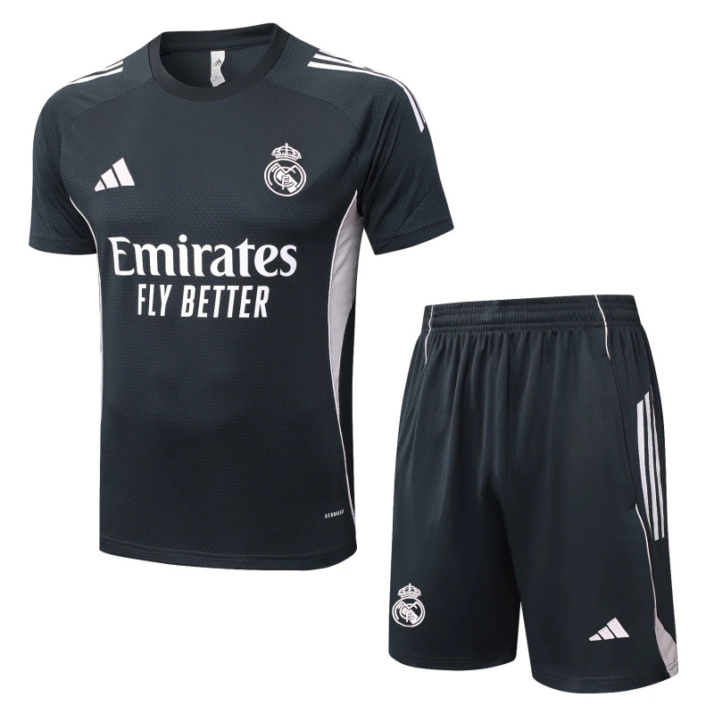 Entrenamiento Conjunto Completo Real Madrid 2025 2026 Gris Marino Rosa Real Madrid Conjunto 2025 2026 Gris - Maglia Real Madrid | tiendasdefutboles