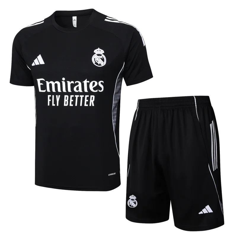 Entrenamiento Conjunto Completo Real Madrid 2025 2026 Negro Blanco Real Madrid Conjunto 2025 2026 Negro - Maglia Real Madrid | tiendasdefutboles