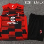 Entrenamiento Sin Mangas Conjunto Completo AC Milan 2024 2025 Rojo Negro