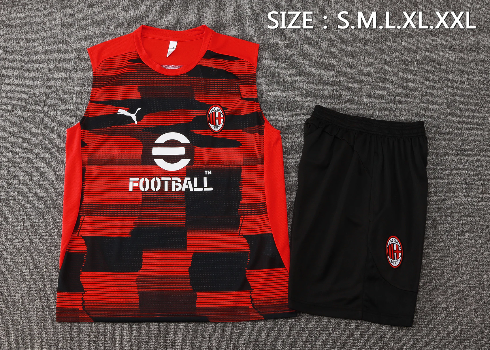 Entrenamiento Sin Mangas Conjunto Completo AC Milan 2024 2025 Rojo Negro AC Milan Conjunto 2024 2025 Rojo - Maglia Ac Milan | tiendasdefutboles