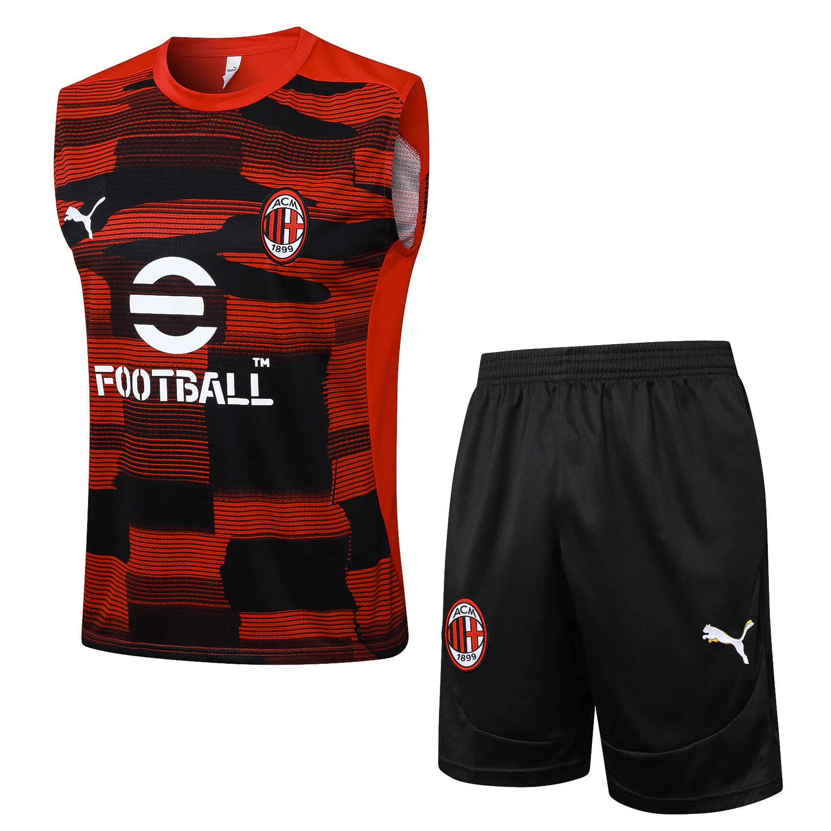 Entrenamiento Sin Mangas Conjunto Completo AC Milan 2024 2025 Rojo Negro AC Milan Conjunto 2024 2025 Rojo - Maglia Ac Milan | tiendasdefutboles