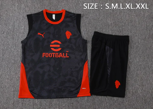 Entrenamiento Sin Mangas Conjunto Completo AC Milan 2025 2026 Negro Rojo AC Milan Conjunto 2025 2026 Negro - Maglia Ac Milan | tiendasdefutboles