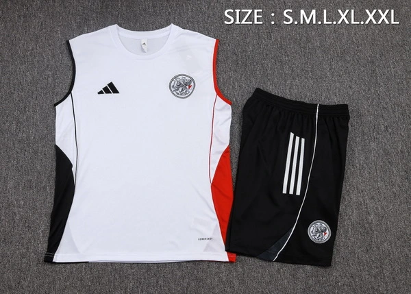 Entrenamiento Sin Mangas Conjunto Completo Ajax 2025 2026 Blanco Negro Ajax Conjunto 2025 2026 Blanco - Maglia Ajax | tiendasdefutboles