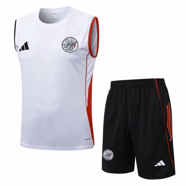 Entrenamiento Sin Mangas Conjunto Completo Ajax 2025 2026 Blanco Negro Ajax Conjunto 2025 2026 Blanco - Maglia Ajax | tiendasdefutboles