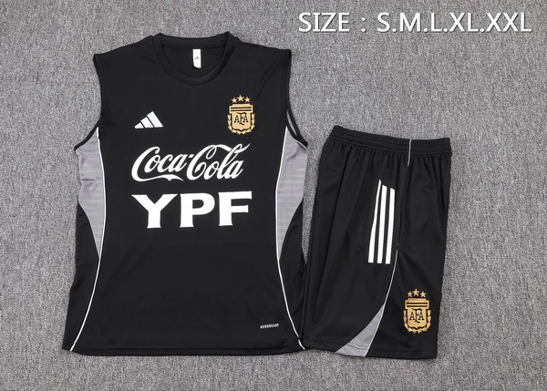 Entrenamiento Sin Mangas Conjunto Completo Argentina 2026 Negro Blanco Argentina Conjunto 2026 Negro - Maglia Argentina 2026 | tiendasdefutboles