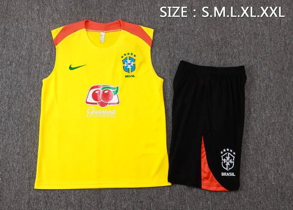 Entrenamiento Sin Mangas Conjunto Completo Brasil 2026 Amarillo Naranja Brasil Conjunto 2026 Amarillo - Brasil Barata | tiendasdefutboles