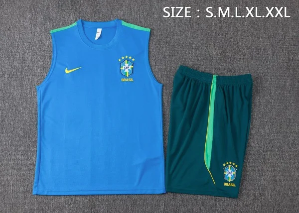 Entrenamiento Sin Mangas Conjunto Completo Brasil 2026 Azul Verde Brasil Conjunto 2026 Azul - Brasil Barata | tiendasdefutboles