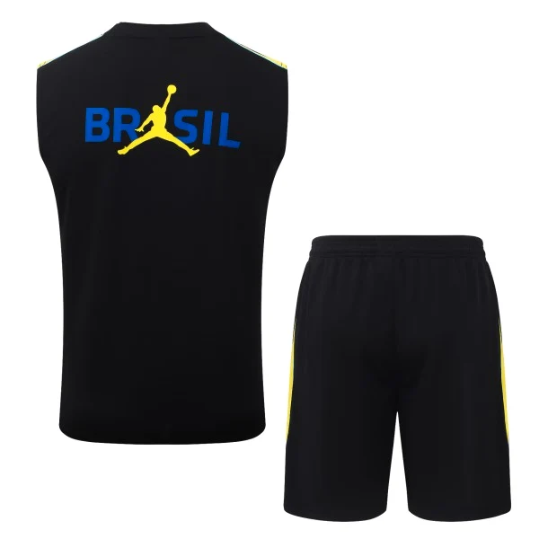 Entrenamiento Sin Mangas Conjunto Completo Brasil 2026 Negro Amarillo Brasil Conjunto 2026 Negro - Brasil Barata | tiendasdefutboles