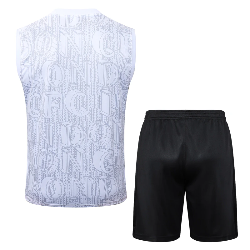 Entrenamiento Sin Mangas Conjunto Completo Chelsea 2025 2026 Blanco Azul Negro Chelsea Conjunto 2025 2026 Blanco - Maglia Chelsea | tiendasdefutboles