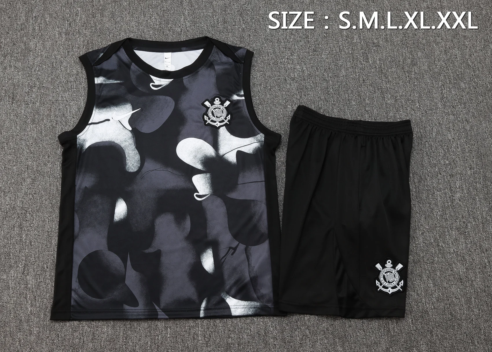 Entrenamiento Sin Mangas Conjunto Completo Corinthians Paulista 2025 2026 Negro Gris Corinthians Paulista Conjunto 2025 2026 Negro - Corinthians Paulista 2026 | tiendasdefutboles