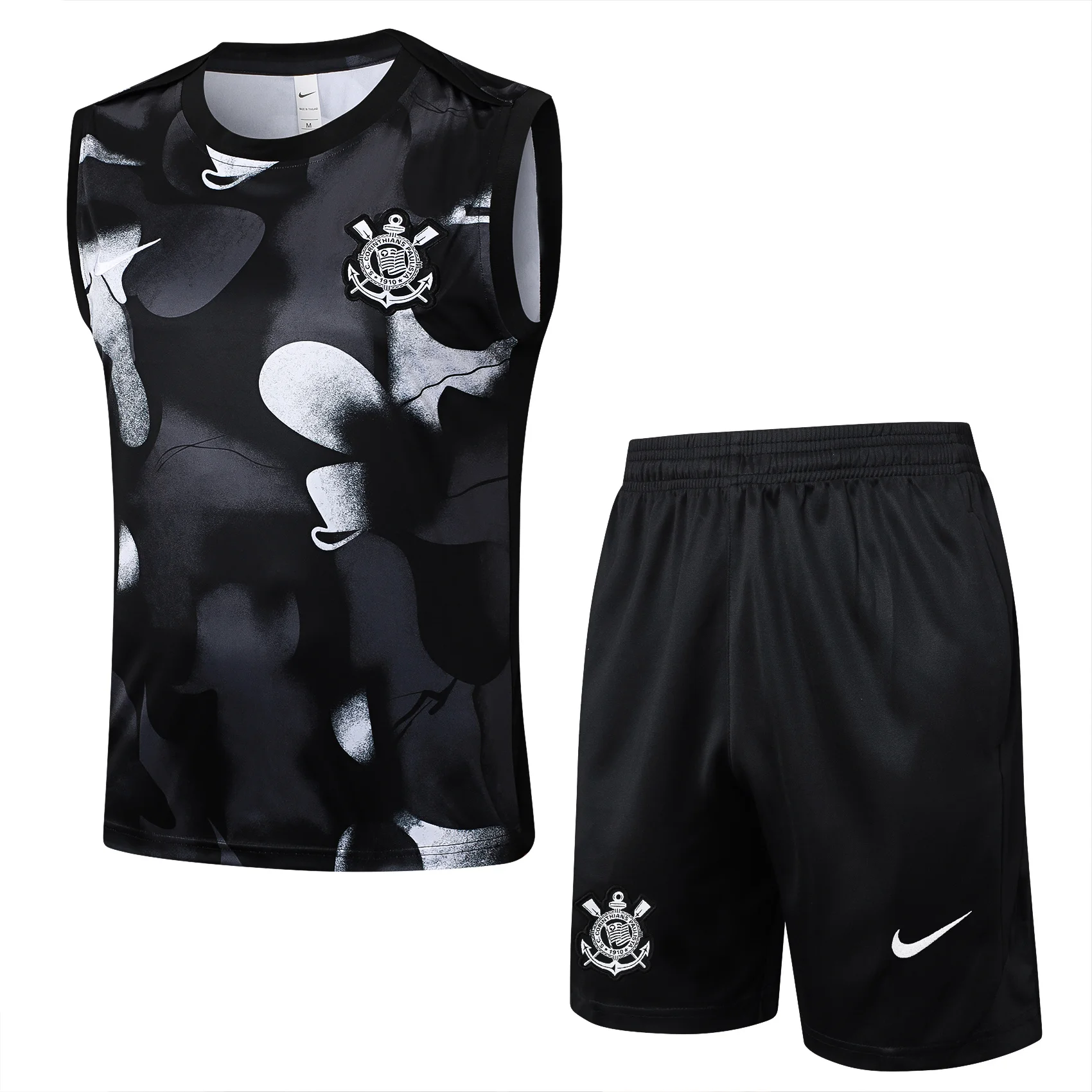 Entrenamiento Sin Mangas Conjunto Completo Corinthians Paulista 2025 2026 Negro Gris Corinthians Paulista Conjunto 2025 2026 Negro - Corinthians Paulista 2026 | tiendasdefutboles