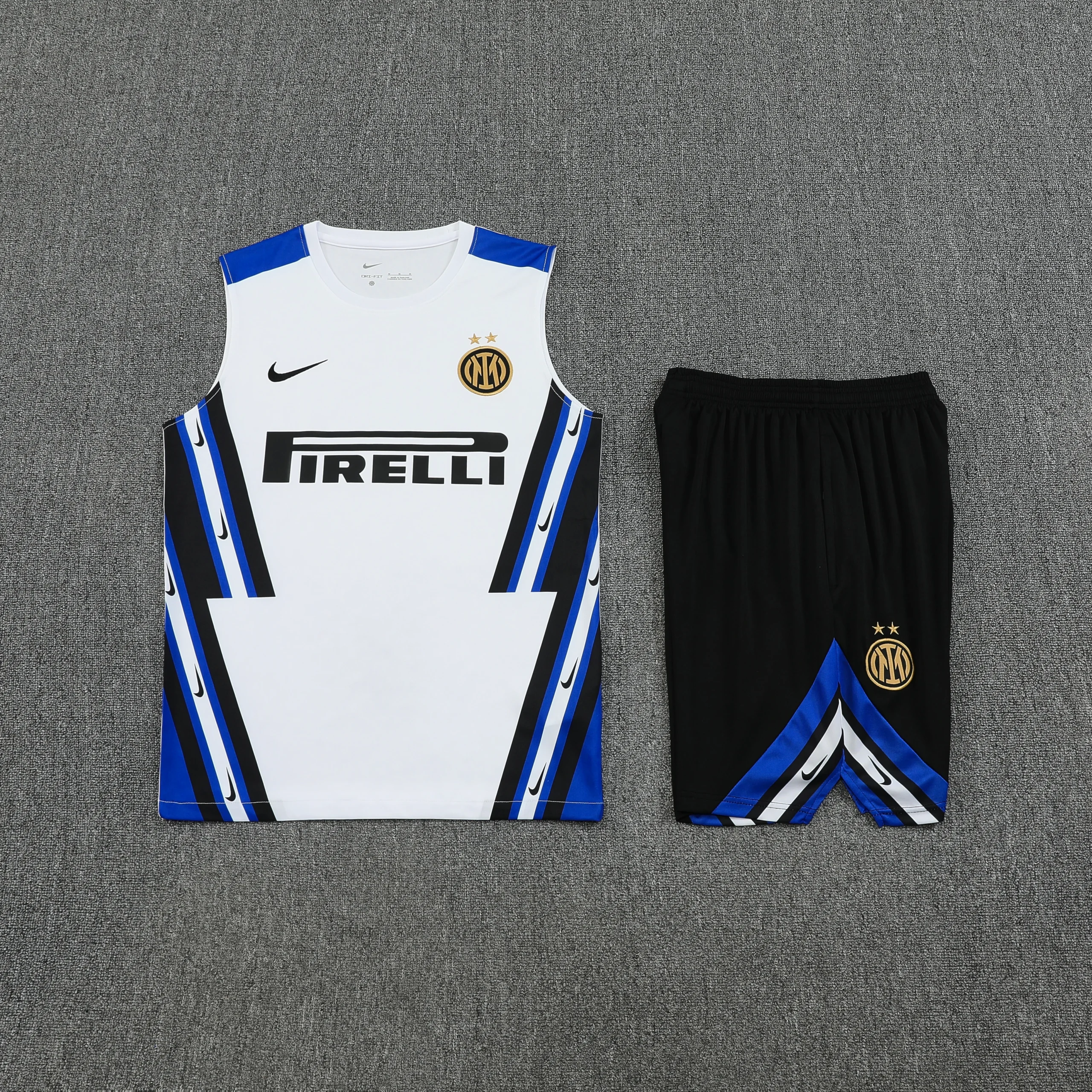 Entrenamiento Sin Mangas Conjunto Completo Inter Milán 2025 2026 Blanco Azul Negro Inter Milán Conjunto 2025 2026 Blanco - Tuta Inter Milán | tiendasdefutboles