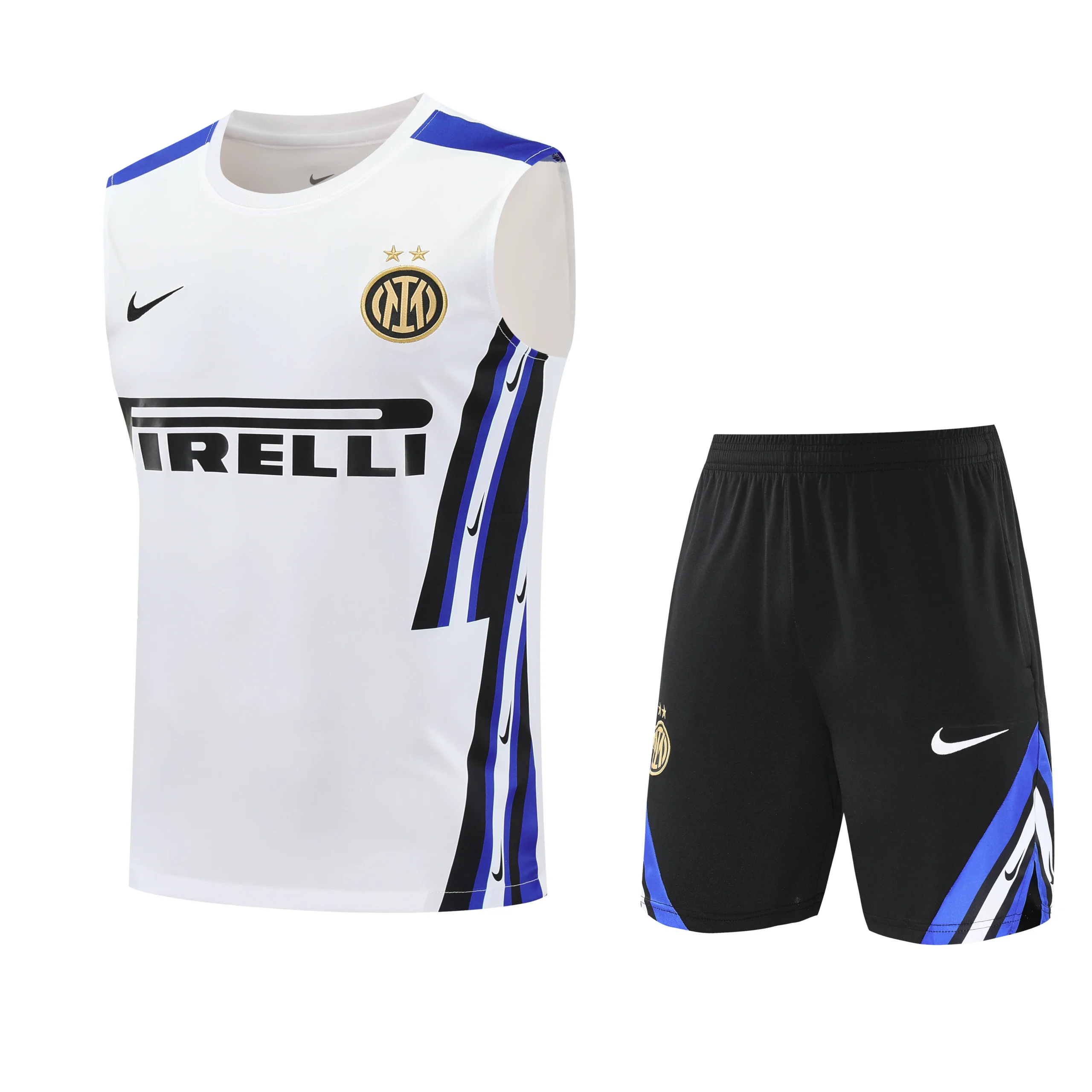 Entrenamiento Sin Mangas Conjunto Completo Inter Milán 2025 2026 Blanco Azul Negro Inter Milán Conjunto 2025 2026 Blanco - Tuta Inter Milán | tiendasdefutboles