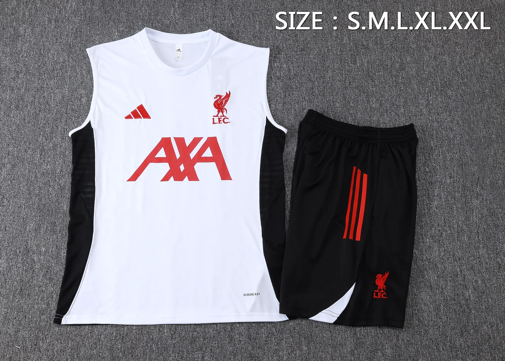 Entrenamiento Sin Mangas Conjunto Completo Liverpool 2025 2026 Blanco Rojo Negro Liverpool Conjunto 2025 2026 Blanco - Maglia Liverpool | tiendasdefutboles